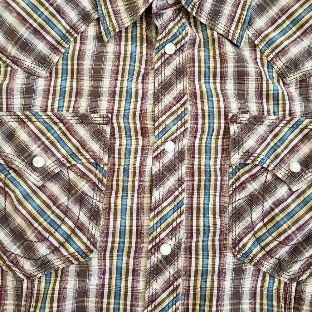 True Religion Rocky Plaid Long Sleeve Snap Shirt Size XL